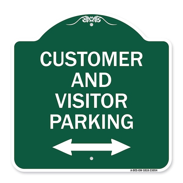 Signmission Reserved Parking Customer and Visitor Parking Bidirectional Arrow, Green & White, GW-1818-23054 A-DES-GW-1818-23054 - main